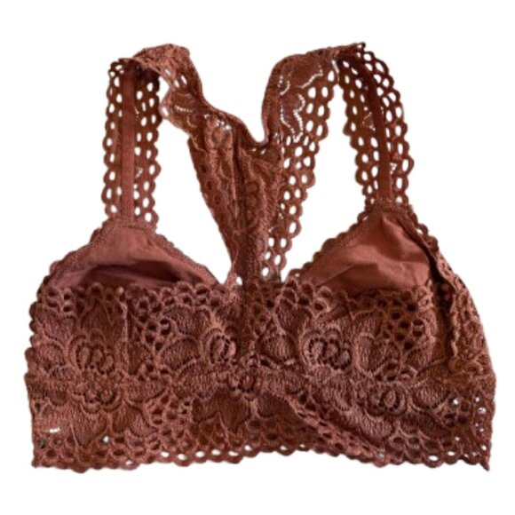 🧡 Aerie Rusty Copper Floral Lace Racerback Bralette 🧡 - Picture 2 of 3